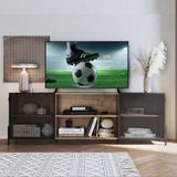 Rack Industrial Para Tv Até 70 Polegadas 180cm 2 Portas 2 Nichos York Artesano Vermont/preto