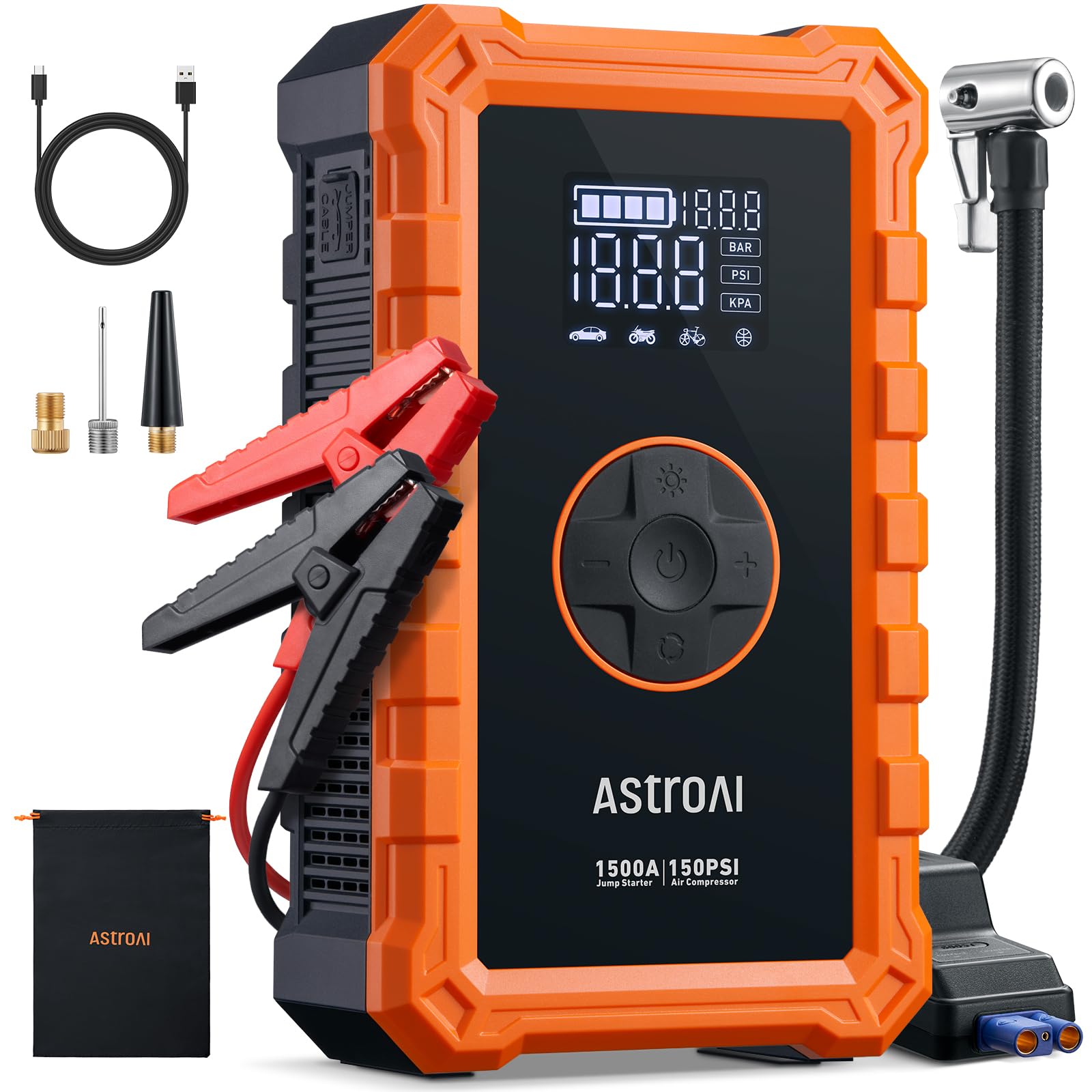 Jump Starter Astroai S8 Air Com Compressor De Ar 1500a 150psi