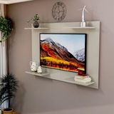 Painel De Tv Até 50 Pol Amanda Minimalista Com Prateleira Mdf Off White