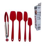 Conjunto De Utensílios De Cozinha Em Silicone Unyhome 5 Peças, Vermelho