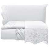 Jogo Cama Lençol Queen Nupcial Percal 300 Fios 4 Peças