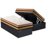 Cama Box Baú Solteiro: Colchão Molas Masterpocket Ensacadas Plumatex Smart Milano + Base Crc Suede Gray (88x188)