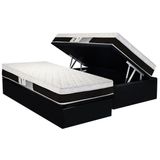 Cama Box Baú Solteiro: Colchão Molas Masterpocket Ensacadas Luckspuma Roma + Base Crc Suede Black (88x188)