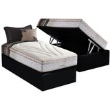 Cama Box Baú Solteiro: Colchão Molas Masterpocket Ensacadas Herval Maxspring American + Base Crc Suede Black (88x188)