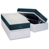 Cama Box Baú Solteiro: Colchão Molas Masterpocket Ensacadas Polar Aquariuns + Base Crc Courano White (88x188)