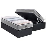 Cama Box Baú Solteiro: Colchão Ortopédico Probel D33 / Ag65 Guarda Costas Extreme Resistence + Base Crc Suede Gray (88x188)