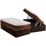Cama Box Baú Solteiro: Colchão Molas Masterpocket Ensacadas Luckspuma New Comfort + Base Crc Suede Brown (88x188)