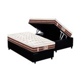 Cama Box Baú Solteiro: Colchão Molas Pocket Ensacadas Castor Silver Star Air Híbrido + Base Crc Courano Black (88x188)