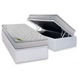 Cama Box Baú Solteiro: Colchão Molas Masterpocket Ensacadas Luckspuma Luck + Base Crc Courano White (88x188)