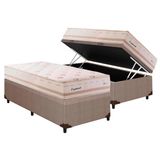 Cama Box Baú Solteiro: Colchão Molas Masterpocket Ensacadas Herval Maxspring England + Base Crc Courano Clean (88x188)