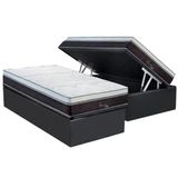 Cama Box Baú Solteiro: Colchão Molas Masterpocket Ensacadas Polar Superlastic Serenatta + Base Crc Suede Gray (88x188)