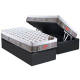 Cama Box Baú Solteiro: Colchão Molas Pocket Ensacadas Castor Light Stress Oxygen New Plush + Base Crc Suede Gray (88x188)