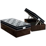 Cama Box Baú Solteiro: Colchão Molas Masterpocket Ensacadas Probel Prolastic Prodormir Born + Base Crc Suede Brown (88x188)