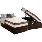 Cama Box Baú Solteiro: Colchão Molas Masterpocket Ensacadas D Angelis Anjos King Best Brown + Base Crc Suede Brown (88x188)