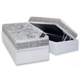 Cama Box Baú Solteiro: Colchão Molas Pocket Ensacadas Castor Super Luxo Látex Slx + Base Crc Suede Gray (88x188)
