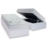 Cama Box Baú Solteiro: Colchão Molas Masterpocket Ensacadas Luckspuma Maxi Dream + Base Crc Courano White (88x188)