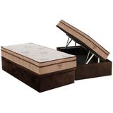 Cama Box Baú Solteiro: Colchão Molas Superpocket Ensacadas Ortobom Celebrita + Base Crc Suede Brown (88x188)