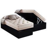 Cama Box Baú Solteiro: Colchão Molas Masterpocket Ensacadas Herval Maxspring Scotland + Base Crc Suede Black (88x188)