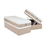 Cama Box Baú Solteiro: Colchão Molas Pocket Ensacadas Castor Silver Star Air Double + Base Crc Suede Clean (88x188)