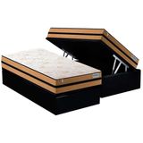 Cama Box Baú Solteiro: Colchão Molas Masterpocket Ensacadas Plumatex Smart Milano + Base Crc Suede Black (88x188)