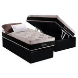 Cama Box Baú Solteiro: Colchão Molas Masterpocket Ensacadas Herval Maxspring Marselha + Base Crc Suede Black (88x188)