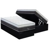 Cama Box Baú Solteiro: Colchão Molas Masterpocket Ensacadas Polar Serenatta + Base Crc Suede Black (88x188)