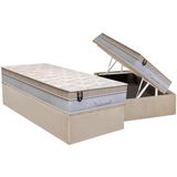 Cama Box Baú Solteiro: Colchão Molas Masterpocket Ensacadas Orthoflex Naturale + Base Crc Suede Clean (88x188)