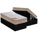 Cama Box Baú Solteiro: Colchão Molas Pocket Ensacadas Castor Revolution Híbrido + Base Crc Suede Black (88x188)