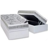 Cama Box Baú Solteiro: Colchão Molas Pocket Ensacadas Castor Super Luxo Látex Plush + Base Crc Courano White (88x188)