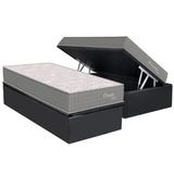 Cama Box Baú Solteiro: Colchão Molas Masterpocket Ensacadas Orthoflex Orvieto New + Base Crc Suede Gray (88x188)