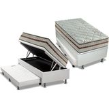Cama Box Baú Solteiro: Colchão Molas Ensacadas D Angelis Anjos Classic + Base Crc Courano Branco (88x188)