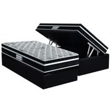 Cama Box Baú Solteiro: Colchão Espuma D33 Probel D45 Prodormir Advanced Tech2000 Plus Black + Base Crc Suede Black (88x188)