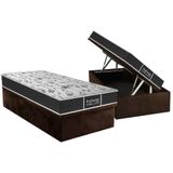 Cama Box Baú Solteiro: Colchão Molas Masterpocket Ensacadas Probel Prolastic Prodormir Sleep + Base Crc Suede Brown (88x188)