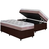 Cama Box Baú Solteiro: Colchão Molas Masterpocket Ensacadas Herval Maxspring Coimbra + Base Crc Courano Brown (88x188)
