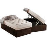 Cama Box Baú Solteiro: Colchão Molas Masterpocket Ensacadas Herval Maxspring Scotland + Base Crc Suede Brown (88x188)