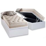 Cama Box Baú Solteiro: Colchão Molas Masterpocket Ensacadas Herval Maxspring Scotland + Base Crc Courano White (88x188)