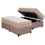 Cama Box Baú Solteiro: Colchão Molas Masterpocket Ensacadas Herval Maxspring Nesser + Base Crc Courano Clean (88x188)