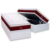 Cama Box Baú Solteiro: Colchão Molas Bonnel Polar Ensacadas Rubi + Base Crc Courano White (88x188)