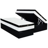 Cama Box Baú Solteiro: Colchão Molas Masterpocket Ensacadas Luckspuma Gold Line Elastic Gel + Base Crc Suede Black (88x188)