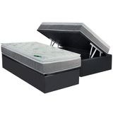 Cama Box Baú Solteiro: Colchão Molas Masterpocket Ensacadas Luckspuma Maxi Life + Base Crc Suede Gray (88x188)