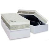 Cama Box Baú Solteiro: Colchão Molas Pocket Ensacadas Castor Eurotop Summer E Winter + Base Ctc Courano White (88x188)