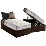 Cama Box Baú Solteiro: Colchão Molas Masterpocket Ensacadas Herval Maxspring American + Base Crc Suede Brown (88x188)
