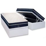 Cama Box Baú Solteiro: Colchão Molas Bonnel Polar Ensacadas Garnet + Base Crc Courano White (88x188)