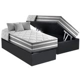 Cama Box Baú Solteiro: Colchão Molas Masterpocket Ensacadas D Angelis Anjos Superlastic Duo Sono + Base Crc Suede Gray (88x188)