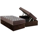 Cama Box Baú Solteiro: Colchão Molas Superpocket Ensacadas Ortobom Physical + Base Crc Suede Brown (88x188)
