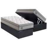 Cama Box Baú Solteiro: Colchão Molas Masterpocket Ensacadas Probel Perfil Springs + Base Crc Suede Gray (88x188)