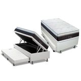 Cama Box Baú Solteiro: Colchão Molas Ensacadas Polar Polar Serenatta + Base Crc Courano Branco (88x188)