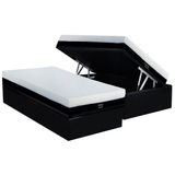 Cama Box Baú Solteiro: Colchão Molas Masterpocket Ensacadas Luckspuma Gold Line Elastic Zipper + Base Crc Suede Black (88x188)