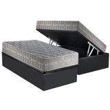 Cama Box Baú Solteiro: Colchão Molas Superpocket Ensacadas D Angelis Anjos Royal + Base Crc Suede Gray (88x188)