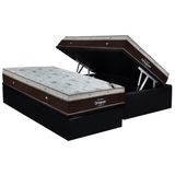 Cama Box Baú Solteiro: Colchão Molas Superpocket Ensacadas Ortobom Sleep King + Base Crc Suede Black (88x188)
